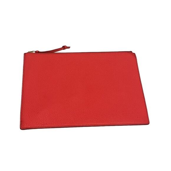 Fossil Emma Pouch Neon Coral Pebbled Leather - Picture 3 of 11